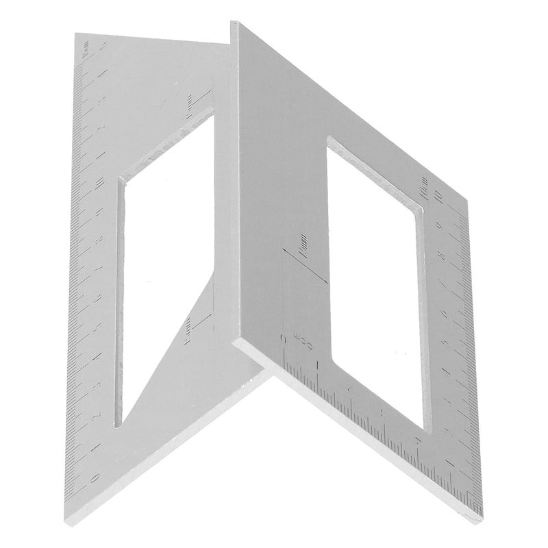 سبيكة الألومنيوم الفضية مسطرة زاوية متعددة الوظائف 45 90 درجة أداة تخطيط مربعة - Image 1