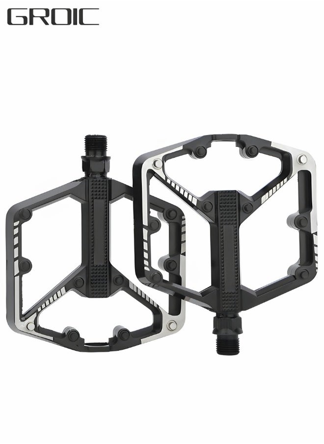 GROIC 2 Pcs Mountain Bike Pedals, MTB Bicycle Flat Pedals, Alloy Aluminum Durable Sealed Bearing for Most Bikes BMX MTB Enduro Lightweight Pedals  - Image 1