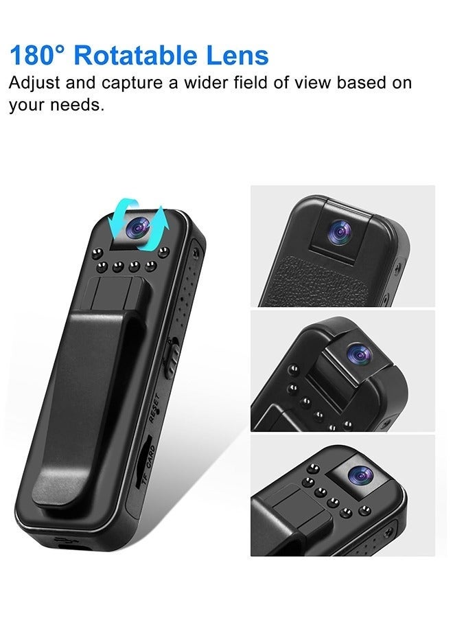 Bukela Mini Camera 1080P HD Portable Mini Infrared Night Vision Security with 180° Rotating (Black) - Image 2