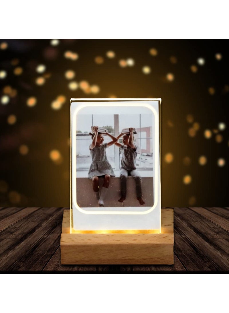 Zikra Suntown 2 Pcs Glowing Clear Acrylic Picture Frame, 3 Inch Mini Tabletop Picture Frame for Instax Mini 11/9/8/EVO Instant Film Photo, Warm Light Table Photo Frame for Polaroid 3" Film Photo - Image 4