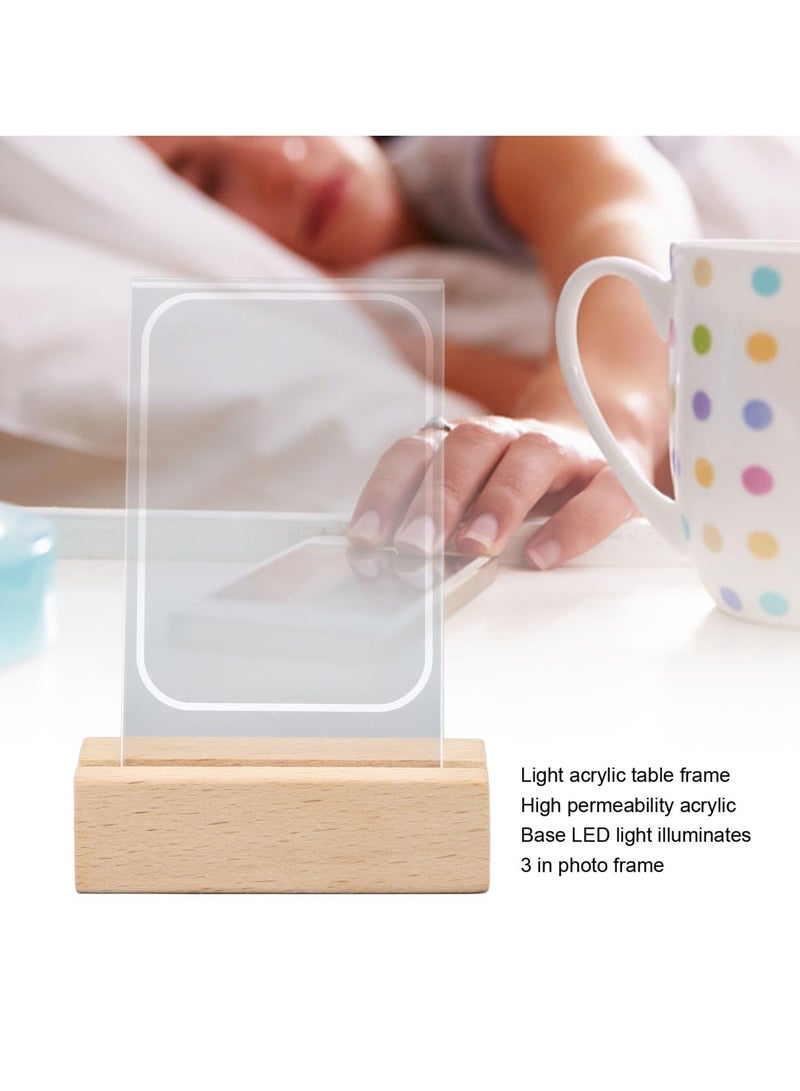 Zikra Suntown 2 Pcs Glowing Clear Acrylic Picture Frame, 3 Inch Mini Tabletop Picture Frame for Instax Mini 11/9/8/EVO Instant Film Photo, Warm Light Table Photo Frame for Polaroid 3" Film Photo - Image 2