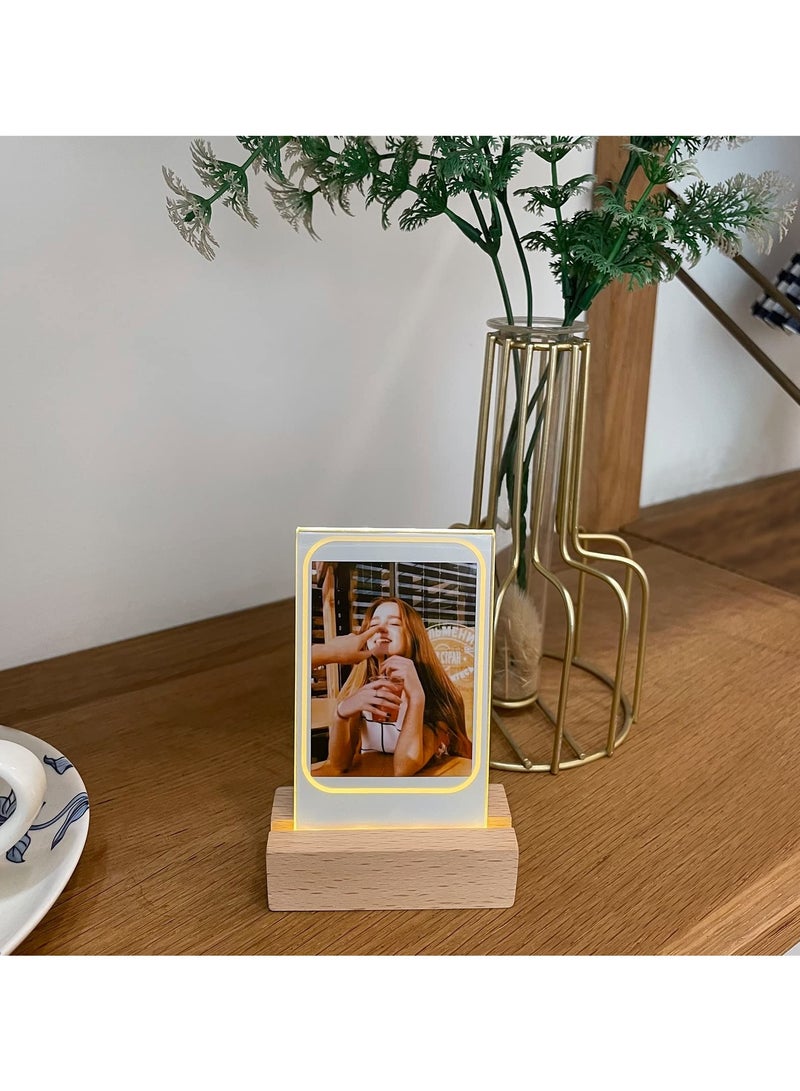 Zikra Suntown 2 Pcs Glowing Clear Acrylic Picture Frame, 3 Inch Mini Tabletop Picture Frame for Instax Mini 11/9/8/EVO Instant Film Photo, Warm Light Table Photo Frame for Polaroid 3" Film Photo - Image 3