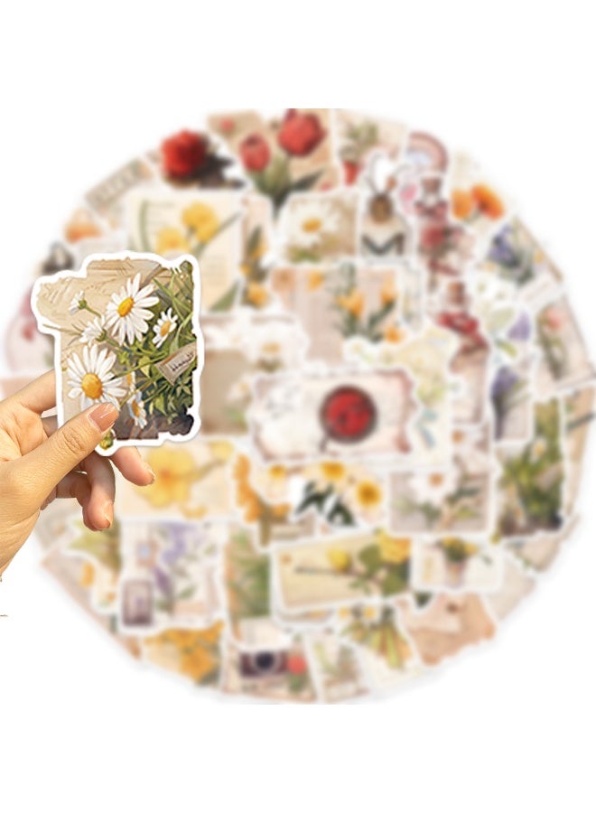 NIBEMINENT 50 Pcs Flowers Deco Kit Waterproof Stickers, High Definition Printing Bright Colors, Suitable for Laptop Skateboard Luggage Water Bottle Guitar DIY - Image 3