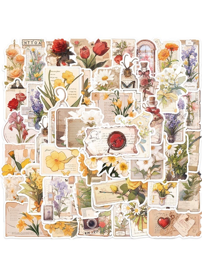 NIBEMINENT 50 Pcs Flowers Deco Kit Waterproof Stickers, High Definition Printing Bright Colors, Suitable for Laptop Skateboard Luggage Water Bottle Guitar DIY - Image 1