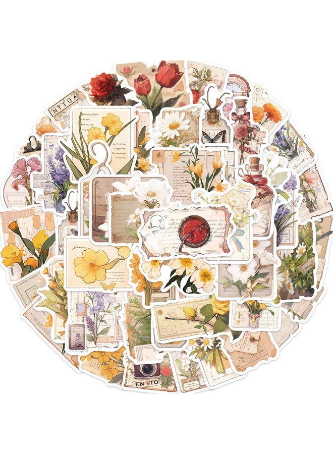 NIBEMINENT 50 Pcs Flowers Deco Kit Waterproof Stickers, High Definition Printing Bright Colors, Suitable for Laptop Skateboard Luggage Water Bottle Guitar DIY - Image 2