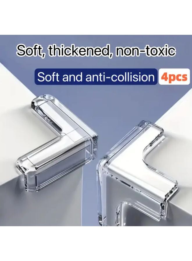 L Shape 4pcs Transparent Table Corner Protectors Heavy Duty Soft Cushioned Safety Caps - Image 2
