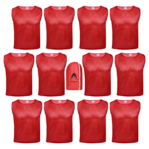 Athllete Duramesh Numbered pinnies (12 Pennies) - Kids Youth and Adult Pinnies, Numbered Penny Jerseys for Soccer, Basketball, Football (Flame Orange Numbered, Medium) - Image 1