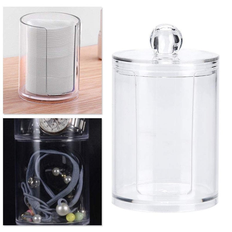 Divik Divik Cosmetics Makeup Storage Holder Box Transparent with Lid Makeup Removal Cotton Pad Tissue Wipes Swab Holder for Women 1Pcs  - Image 2