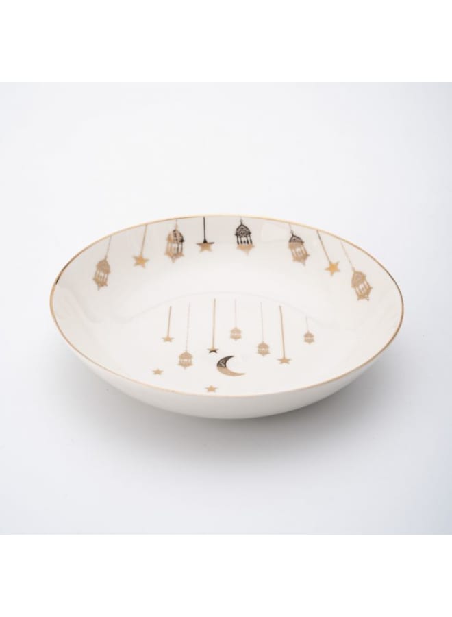 طبق زينة روزا من زينيا بورسلين بتصميمات ذهبية - 21 سم