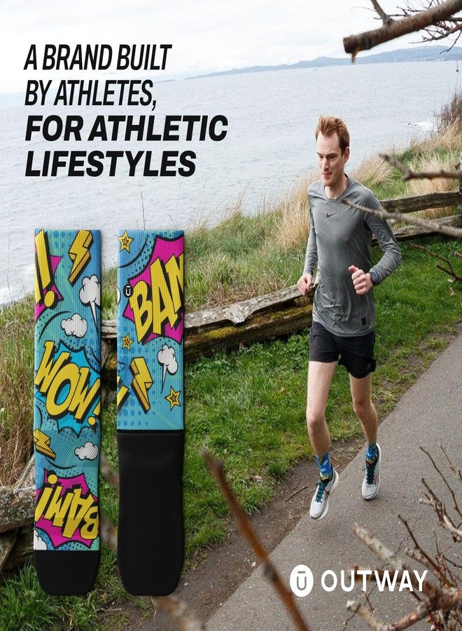 Outway Novelty Crew Socks for Men & Women, Breathable, Moisture-Wicking Athletic Calf Sock with Arch Support, Polyester & Spandex Blend, Colorful, Fun Life, Bam, M-L - Image 5