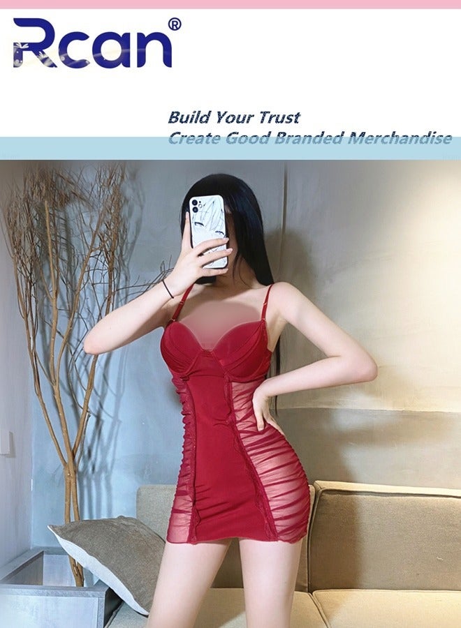 Rcan Lingerie For Women One Size Slim Slit Babydoll Backless Sling Dress Ladies Boudoir Outfits Sleepwear Nightwear - Image 2