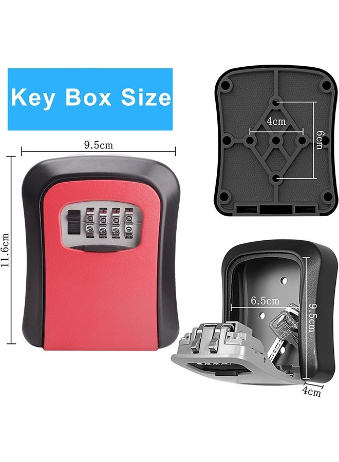 Key Lock Box Wall Mounted, Key Safe Box Outdoor, Combination Security Key Safe Lock Box, Key safe Outside Key Cabinet, Waterproof Key Lockbox Storage for Garage School Spare House-Red - Image 5