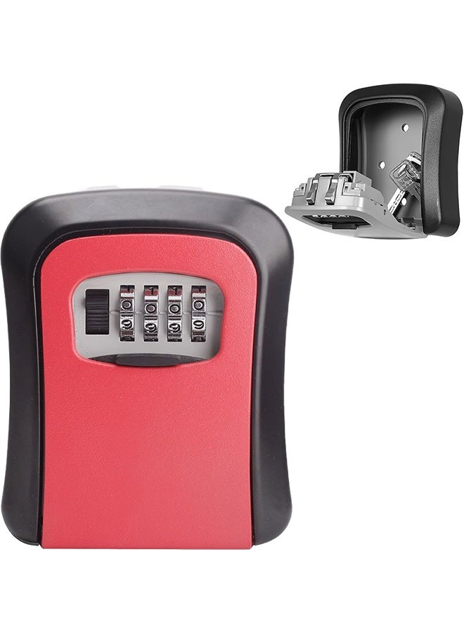 Key Lock Box Wall Mounted, Key Safe Box Outdoor, Combination Security Key Safe Lock Box, Key safe Outside Key Cabinet, Waterproof Key Lockbox Storage for Garage School Spare House-Red - Image 1