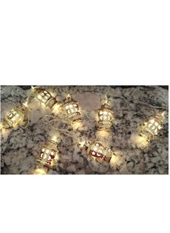 Plan A 10 Pcs Ramadan String Lights Muslim Solar Lantern Golden Palace Lantern LED Light for Party Festival  - Image 3