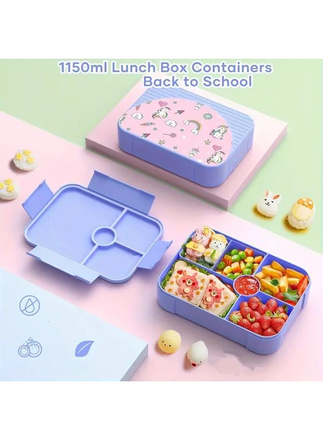 1pc Large Capacity Printed Lunch Box Leakproof 6 Compartment Snack Container Reusable Easy to Carry Purple Mermaid Space Theme Dishwasher Safe For School Work Travel Fun Mealtime Gear - Image 4