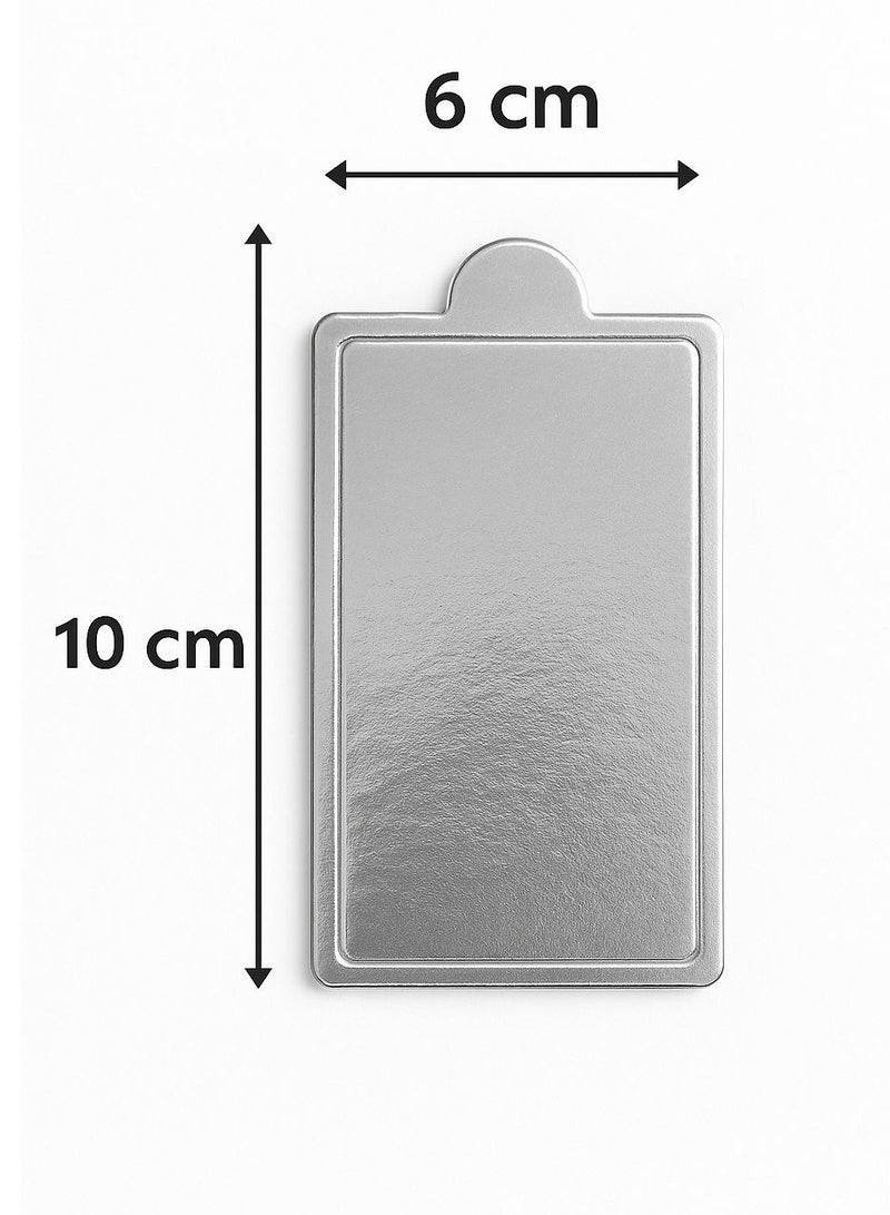 وين باك لوح كيك مستطيل فضي - 10×6 سم | قاعدة عرض أنيقة لشرائح الكيك - Image 2