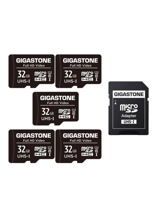Gigastone 32GB 5-Pack Micro SD Card, Full HD Video, Surveillance Security Cam Action Camera Drone, 90MB/s Micro SDHC UHS-I U1 C10 Class 10 - Image 1