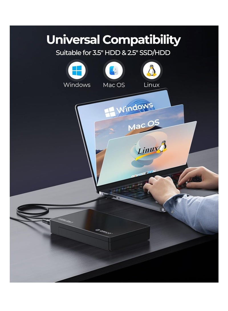 ORICO USB 3.0 External Hard Drive Enclosure for 3.5/2.5 Inch SATA Hard Drives/SSD Up to 20 TB, 3.5'' Tool-Free HDD Enclosure with 12V/2A Power Supply and UASP Acceleration (3588US3) - Image 2