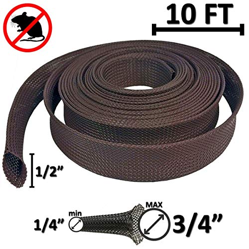 Electriduct 1/2" Chewing Resistant Braided Sleeving Repulsive Hose Wire Mesh Cable Protection Flexible Expandable Wrap - 10 Feet - Image 2