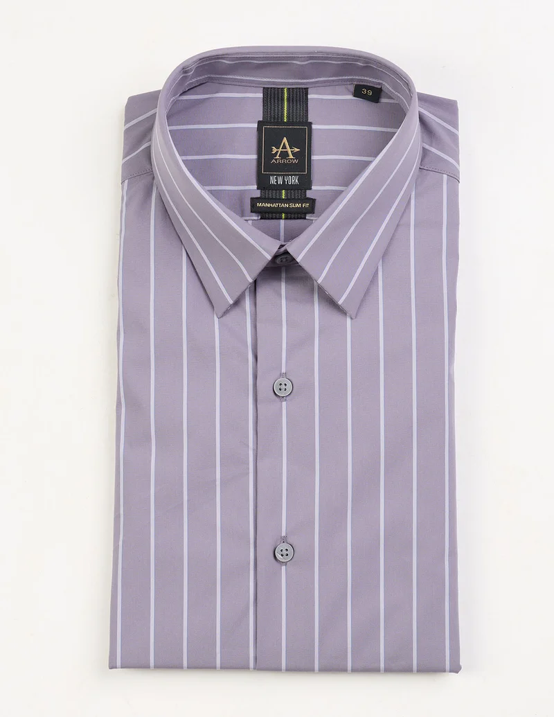 Arrow Lavender Pinstriped Slim Fit Shirt for Men | Best Price UAE