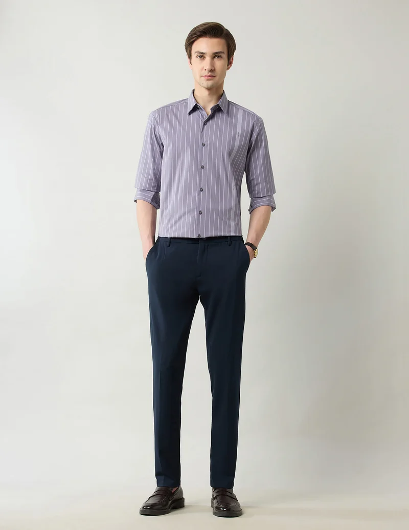 Arrow Lavender Pinstriped Slim Fit Shirt for Men | Best Price UAE