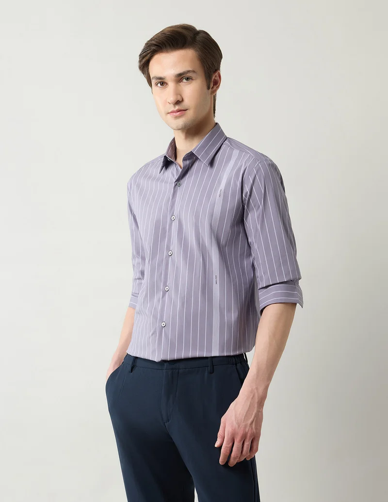 Arrow Lavender Pinstriped Slim Fit Shirt for Men | Best Price UAE
