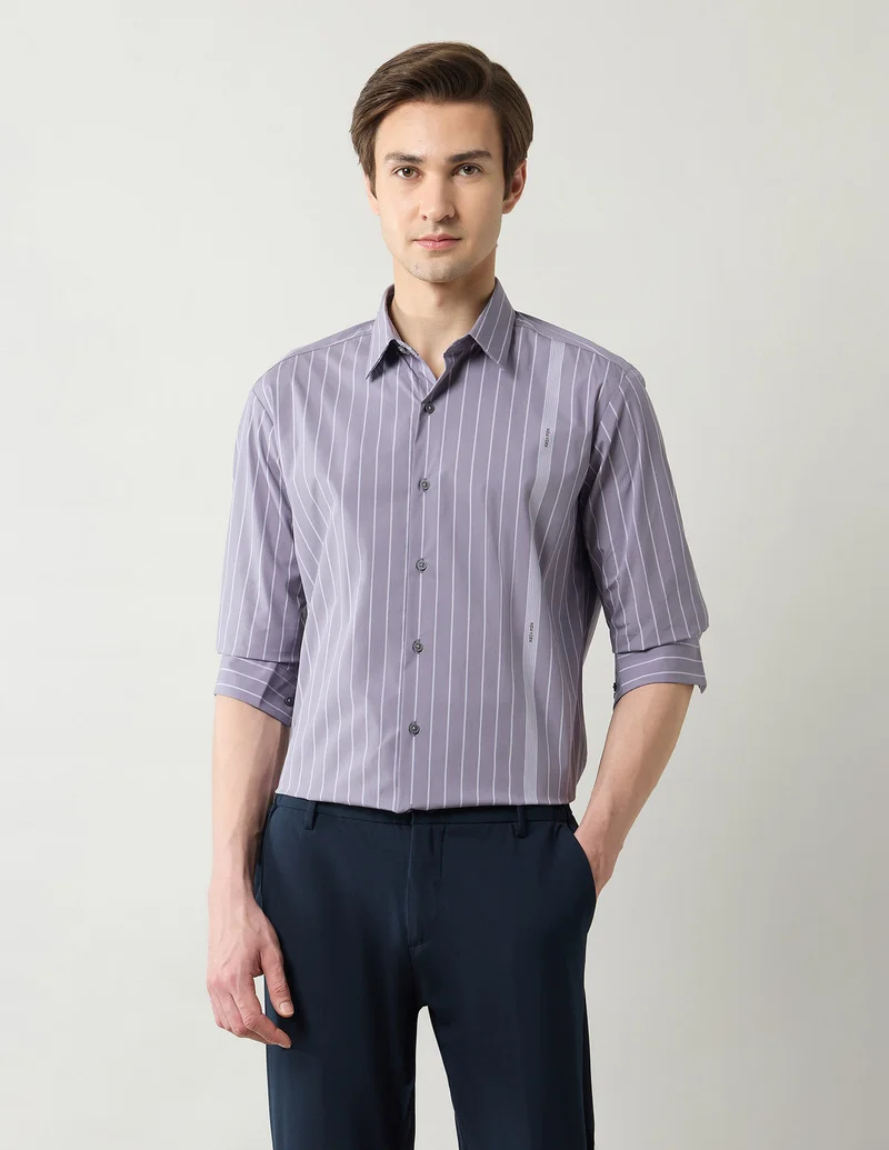 Arrow Lavender Pinstriped Slim Fit Shirt for Men | Best Price UAE