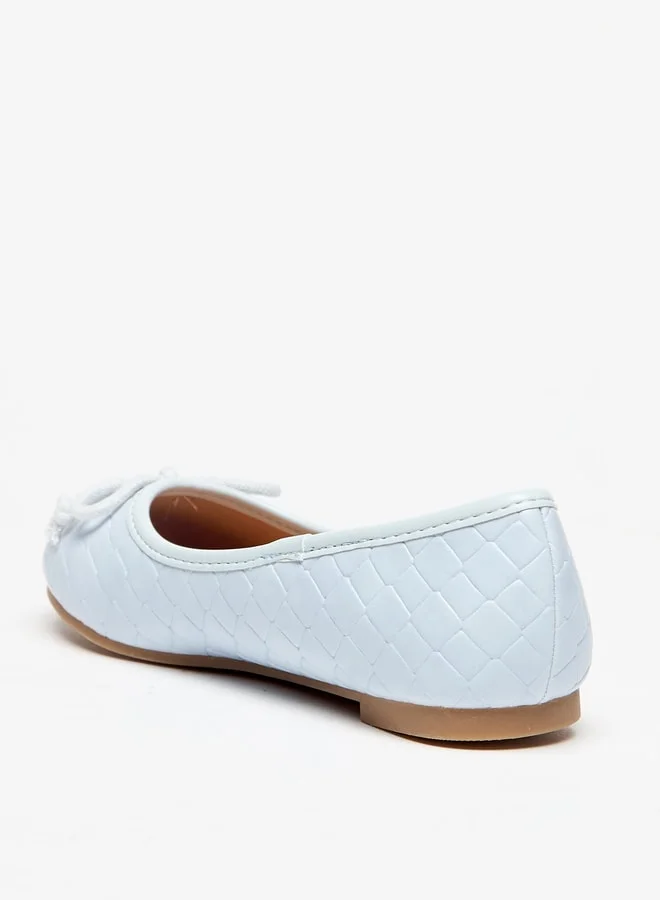MISSY Girls Bow Accent Slip-On Round Toe Ballerina Shoes