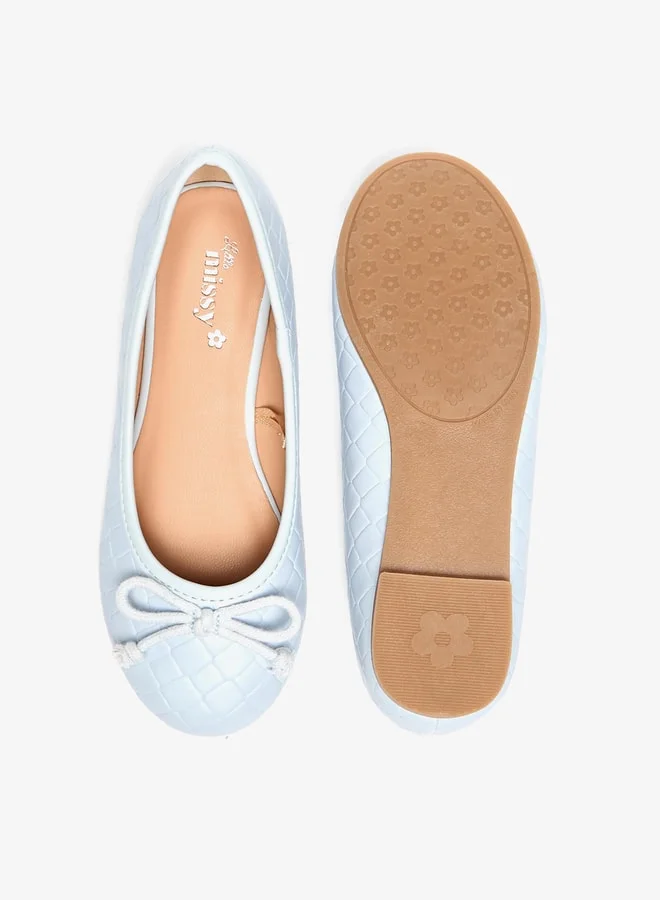 MISSY Girls Bow Accent Slip-On Round Toe Ballerina Shoes