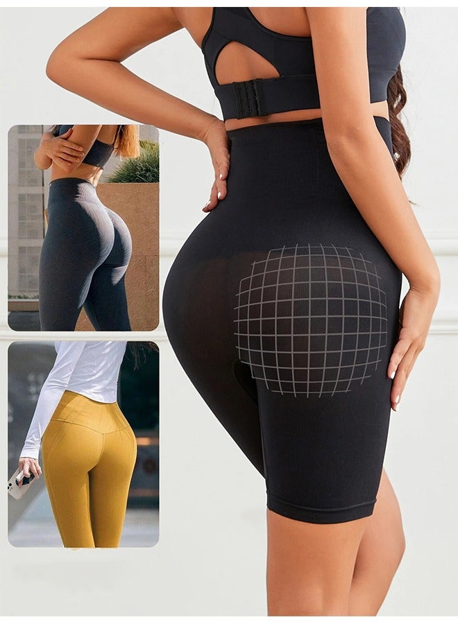 شورتات خصر عالي لتشكيل الجسم للنساء، لرفع الأرداف وإنقاص الوزن، مثالية للرياضة، اليوغا والمنزل (أسود)  - Image 4