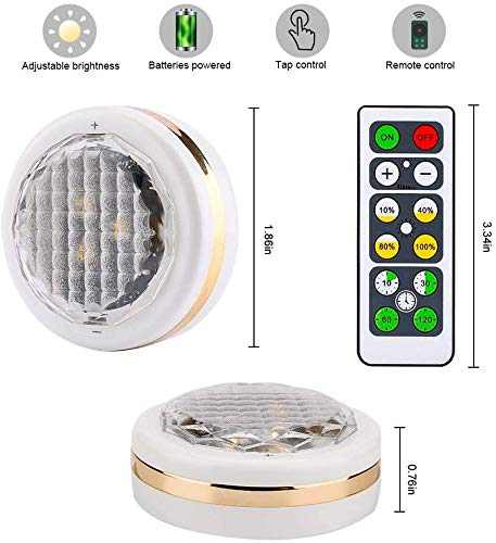 LEASTYLE Puck Lights with Remote,Wireless Under Cabinet Lighting Battery Operated,Nightlight with Adjustable Brightness and Timer,Under Counter Light for Kitchen,Bedroom,Closet,Display,Bookshelf - Image 4
