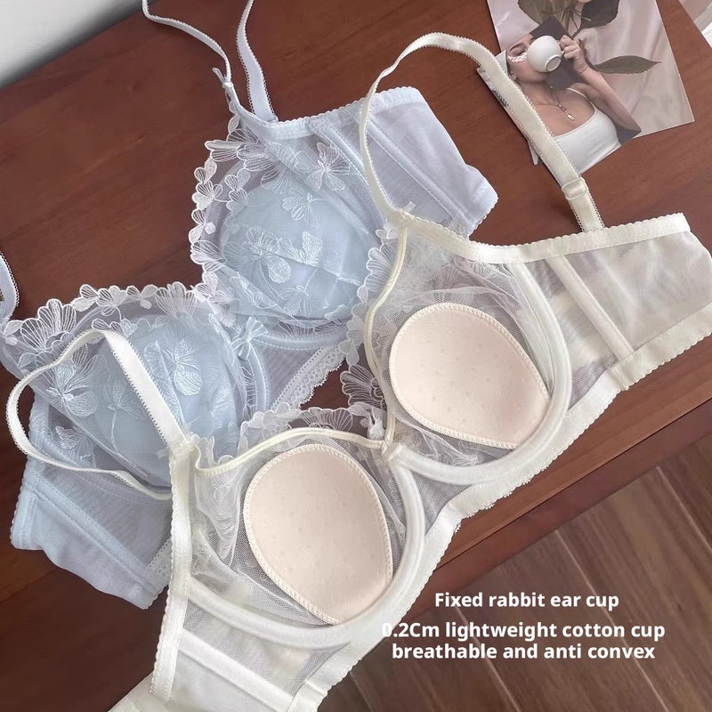 French Lace Rabbit Ear Bra Set - Ultra Thin Minimizer, Lifts & Gathers - Image 3