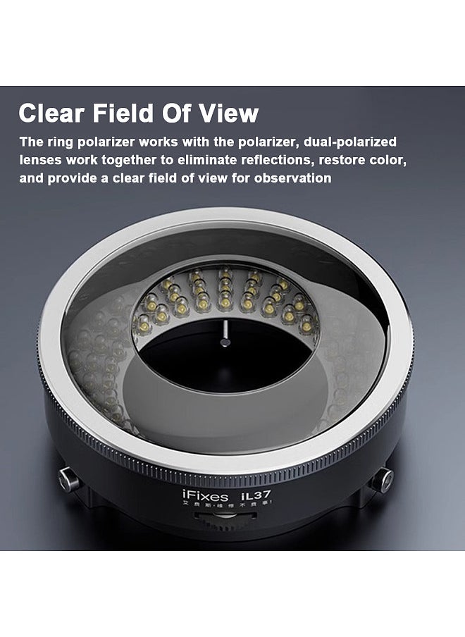 Generic - iFixes iL37 Microscope Polarized Optical System LED Illuminating Ring Light 96pcs LED Light Beads Microscope Glareproof Lights Source - Image 1