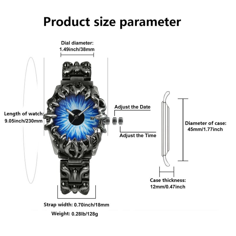 BARAMON Watch for Men Retro Fashion Vintage Wristwatch Casual Gothic Steampunk Quartz Analog Hand Watches Hip Hop Cool Alien Y2K Male Clock - Image 4