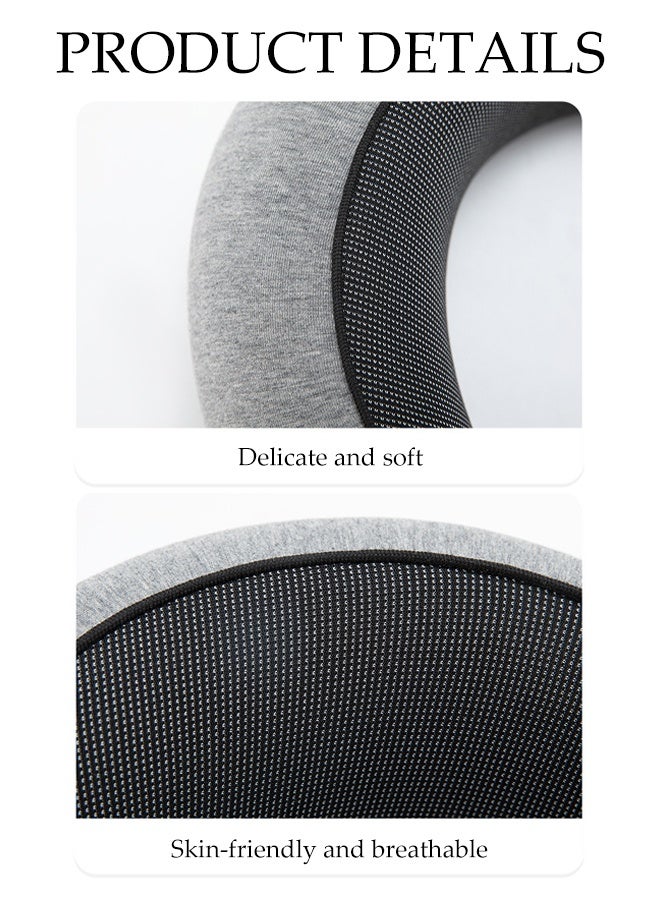 Travel Pillow for Airplane,Ergonomic Neck Pillow With Ear Plugs, Eye Mask, Carry Bag , Memory Foam Pillow for Sleeping and Neck Support (Grey) - Image 5