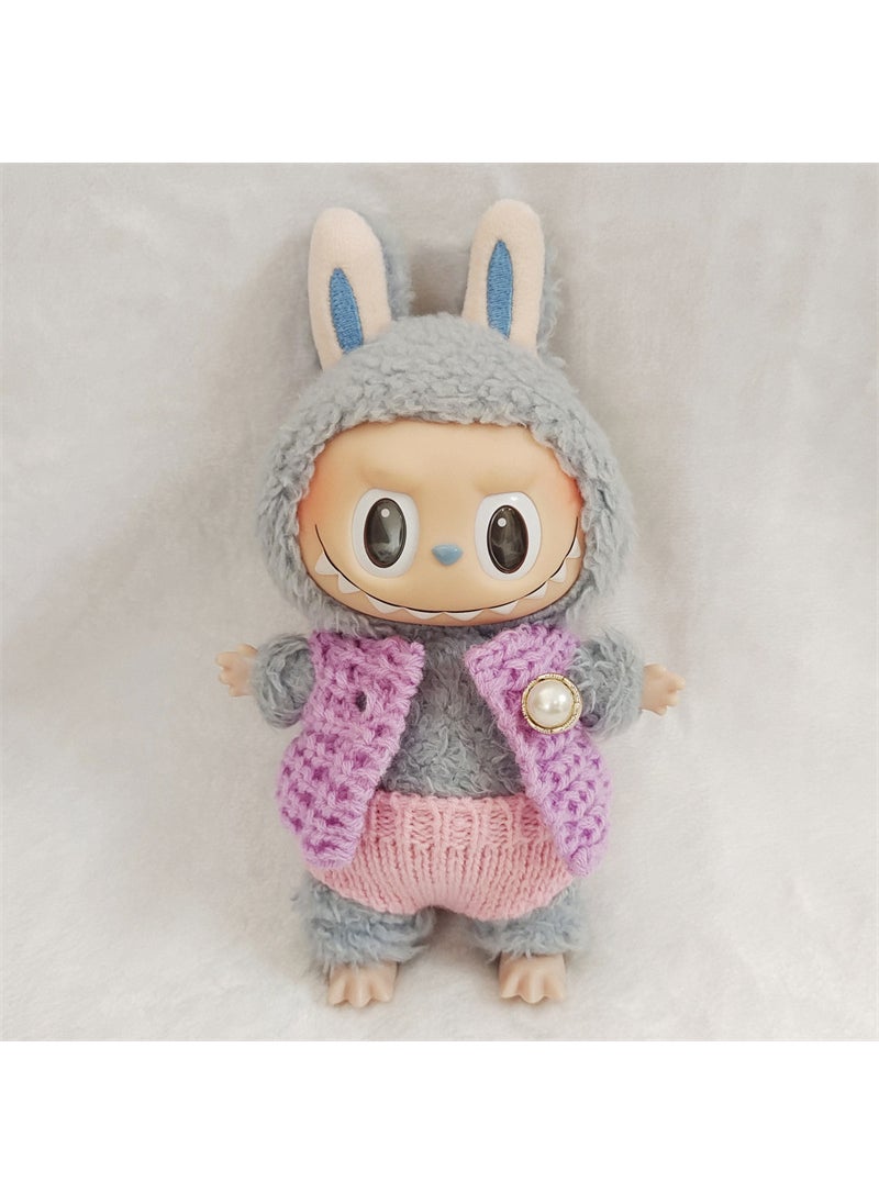Hot Sale Labubu Doll Knit Underwear Vest Pants Accessories Purple Knit Vest Pink Knit Underwear 