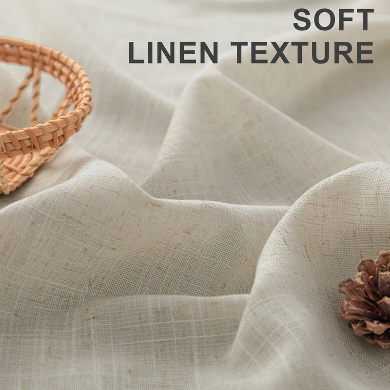 DANCURTON Beige Semi Sheer Linen Curtains 72 Inch Length for Living Room Dining 2 Panel Set Back Tab Pocket Modern Farmhouse Coastal Cotton Textured Gauze Cute Curtains for Bedroom Aesthetic Office 42x72 Long - Image 3