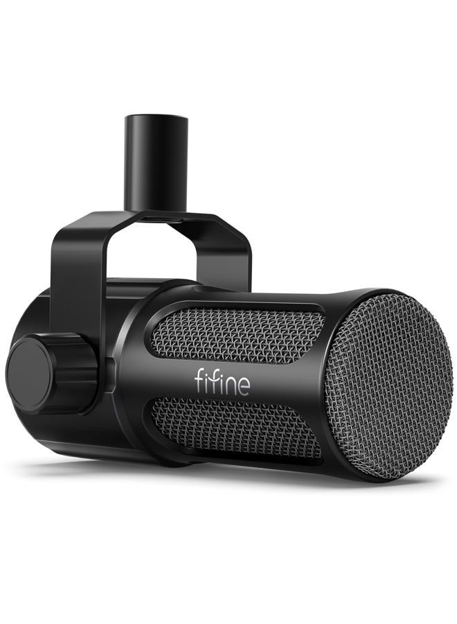 FIFINE XLR Dynamic Microphone, Studio Vocal Mic for Recording, All Metal XLR Podcast Microphone with Mid-Boost, Low-Cut Filter for Voice-Over, Compatible with Mixer/Audio Interface-AmpliTank TANK1 - Image 1