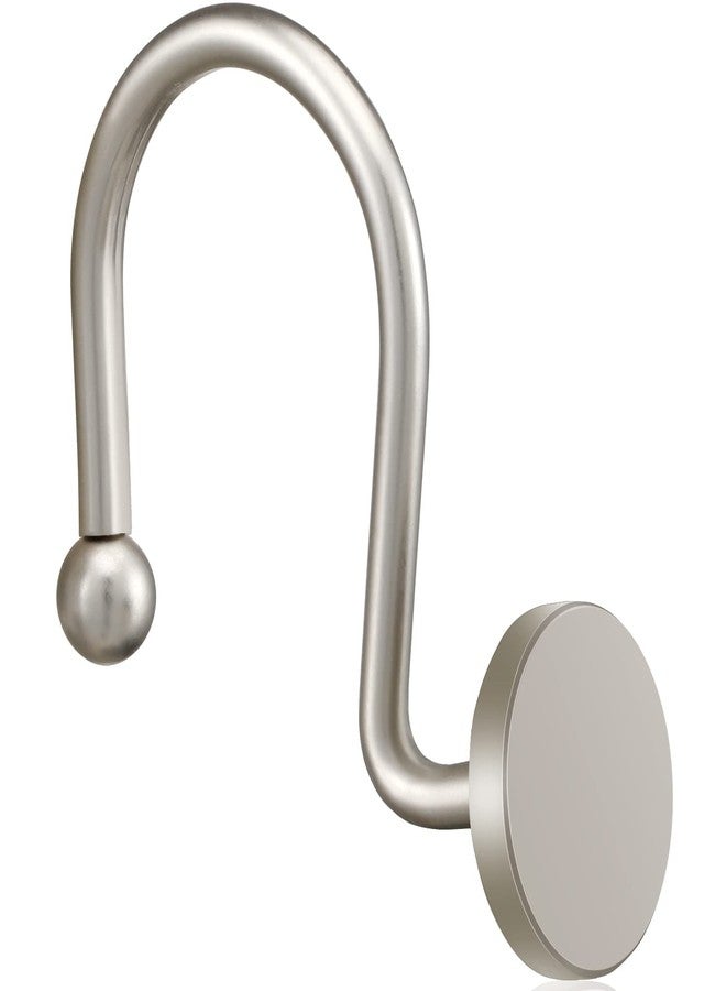 ZESLMG Shower Curtain Hooks, Nickel Shower Curtain Rings Rustproof Metal Round Decorative Shower Hooks Rings for Bathroom Shower Rods Curtains, Set of 12 Heavy Duty Solid Hooks - Image 1
