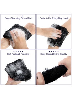 Patelai 2 Pieces African Exfoliating Net Bath Sponge African Net Long Back Scrubber Body Shower Scrubber Back Scrubber Skin Smoother For Daily Use Or Stocking Stuffer (Blue, Black)  - Image 5