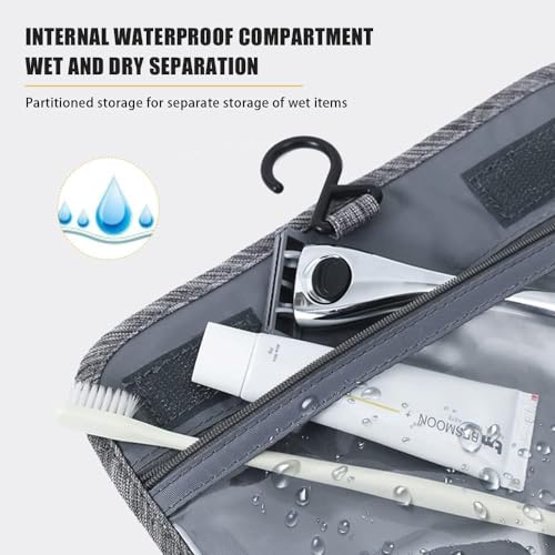 FunBlast Toiletry Bag With Hook - Organizer Pouch for Travel Accessories, Shaving Kit, Cosmetics & Medicine Holder for Men & Women (Grey) - Image 3