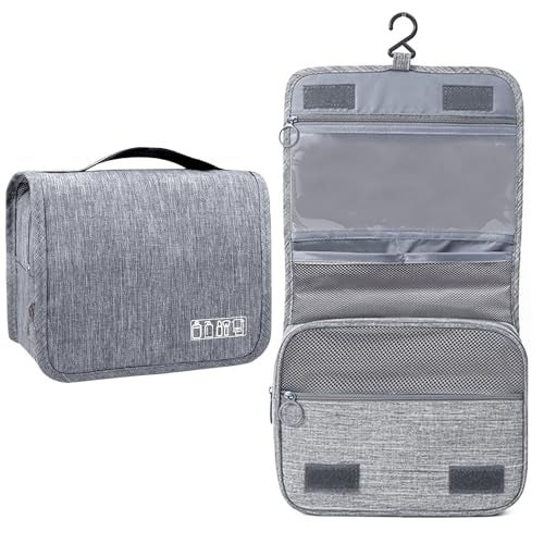 FunBlast Toiletry Bag With Hook - Organizer Pouch for Travel Accessories, Shaving Kit, Cosmetics & Medicine Holder for Men & Women (Grey) - Image 1