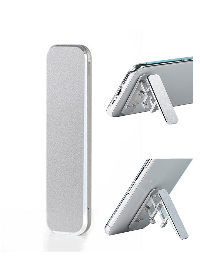 حامل الهاتف المحمول والكمبيوتر اللوحي - تصميم جديد، ملصق خلفي لحافظة الهاتف المحمول، حامل معدني قابل للطي/حامل صغير غير مرئي فائق النحافة، حامل/قاعدة/حامل الهاتف المحمول والكمبيوتر اللوحي - فضي - Image 1
