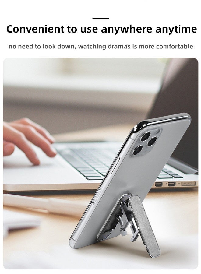 حامل الهاتف المحمول والكمبيوتر اللوحي - تصميم جديد، ملصق خلفي لحافظة الهاتف المحمول، حامل معدني قابل للطي/حامل صغير غير مرئي فائق النحافة، حامل/قاعدة/حامل الهاتف المحمول والكمبيوتر اللوحي - فضي - Image 2