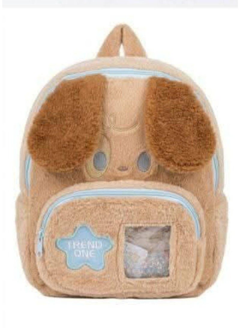 Velvet school bag for children, boys and girls | Cartoon print bag suitable for nursery and kindergarten | Lightweight backpack for toddlers, ideal for nursery, outings and travel, a great birthday gift for children - Image 1