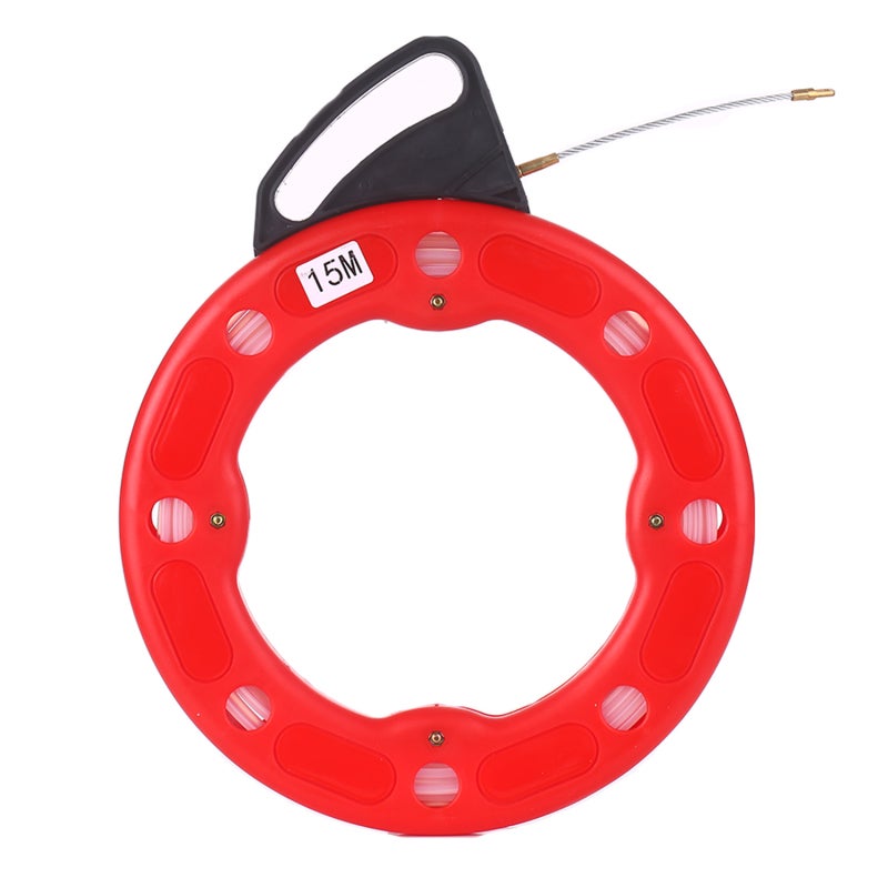 15M Fiberglass Fish Tape Reel Puller Conductive Electrical Cable Puller with Impact Case Electric or Communication Wire Puller Use for Drywall Ceiling Under Rug Conduit or Pipe - Image 1