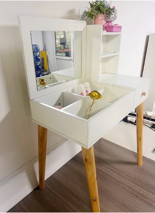 C&C Home Multifunction Modern Design One Drawer Vanity Makeup Glass Mirror Dressings Storage Table 60 x 40 x 75 cm  - Image 2