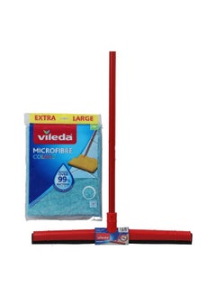 Vileda Long Lasting Durable Floor Wiper with Microfiber Cloth Red and Black 5 x 52 x 3 cm VF092S  - Image 1