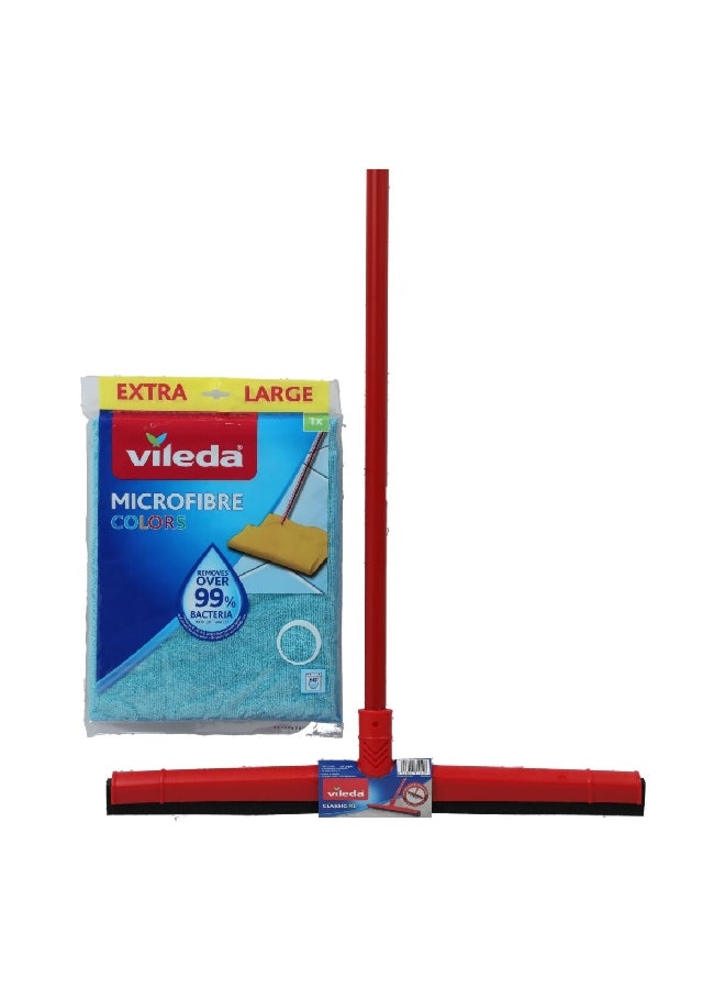 Vileda Long Lasting Durable Floor Wiper with Microfiber Cloth Red and Black 5 x 52 x 3 cm VF092S - Image 1