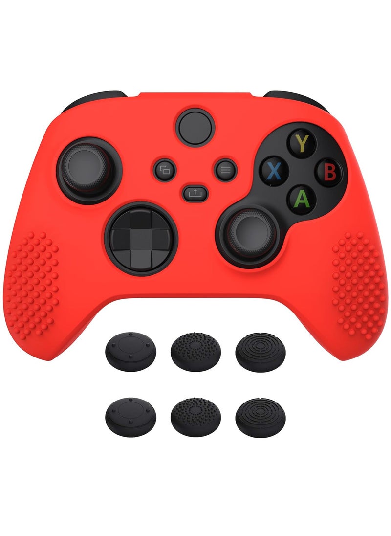 playvital PlayVital Passion Red 3D Studded Edition Anti-slip Silicone Cover Skin for Xbox Series X/S Controller, Rubber Case Protector for Xbox Series X/S Controller with 6 Black Thumb Grip Caps - SDX3014  - Image 1